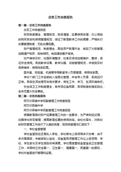 总务工作自查报告