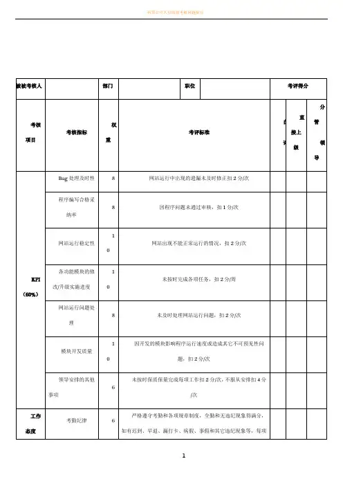 程序员绩效考核表