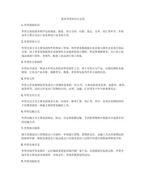 基本外贸知识点总结