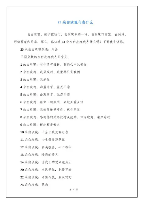 23朵白玫瑰代表什么