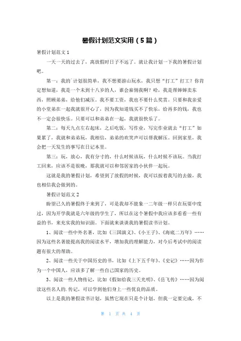 暑假计划范文实用(5篇)