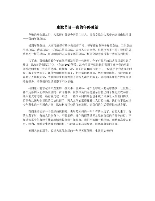幽默节目—我的年终总结