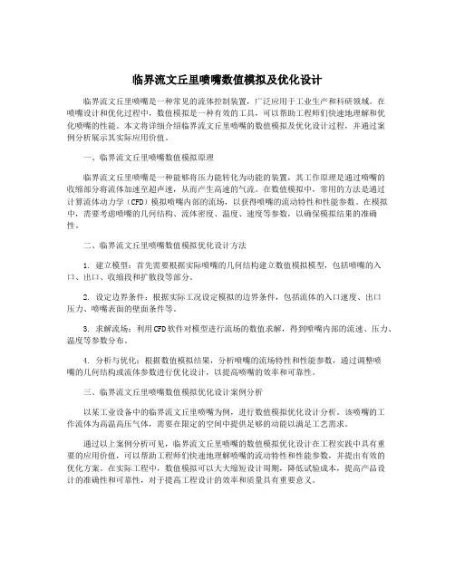 临界流文丘里喷嘴数值模拟及优化设计