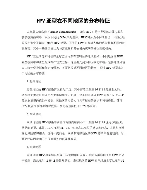 HPV亚型在不同地区的分布特征