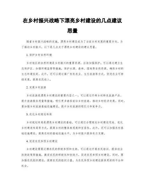在乡村振兴战略下美丽乡村建设的几点建议思考