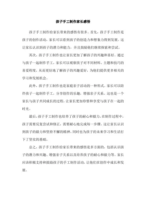 孩子手工制作家长感悟