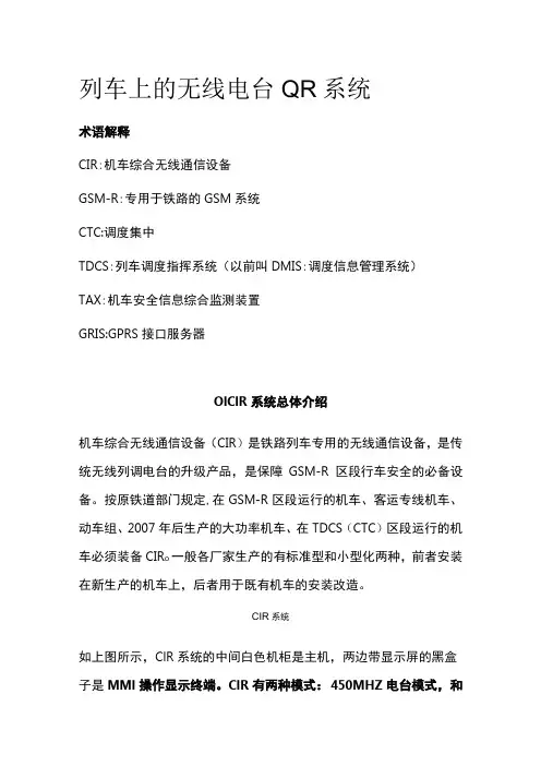 列车上的无线电台 CIR系统