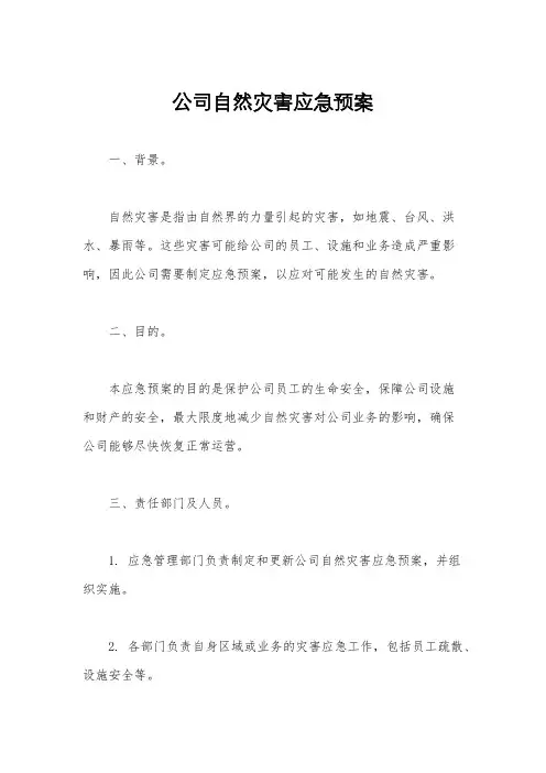 公司自然灾害应急预案