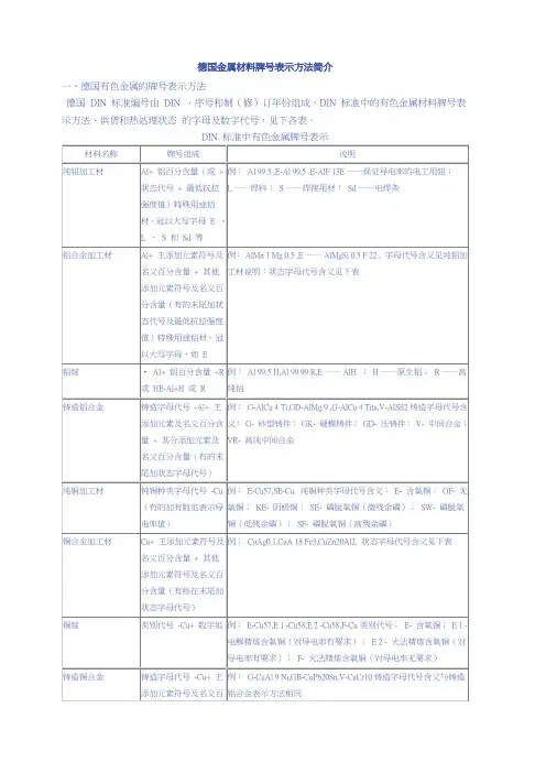 德国金属材料牌号表示方法简介