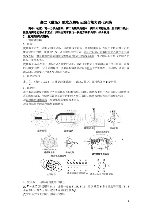 高二物理《磁场》重难知识点解析及综合能力精析