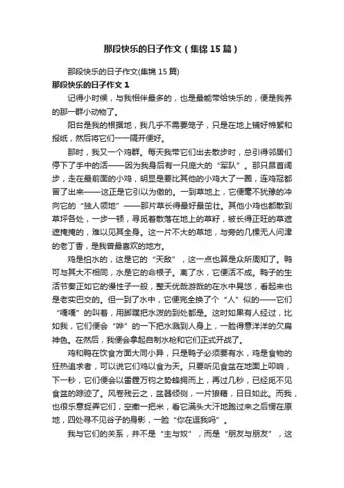 那段快乐的日子作文（集锦15篇）