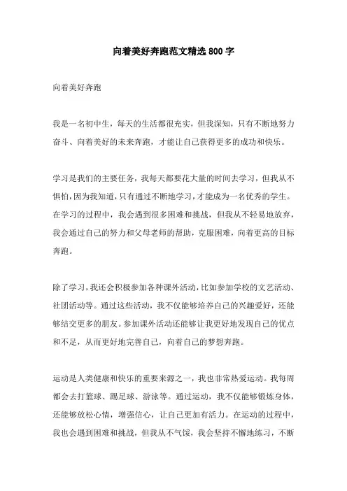 向着美好奔跑范文精选800字
