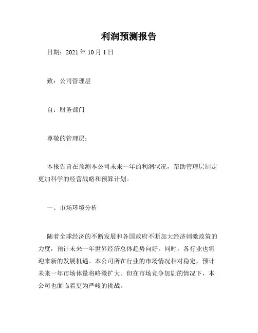 利润预测报告