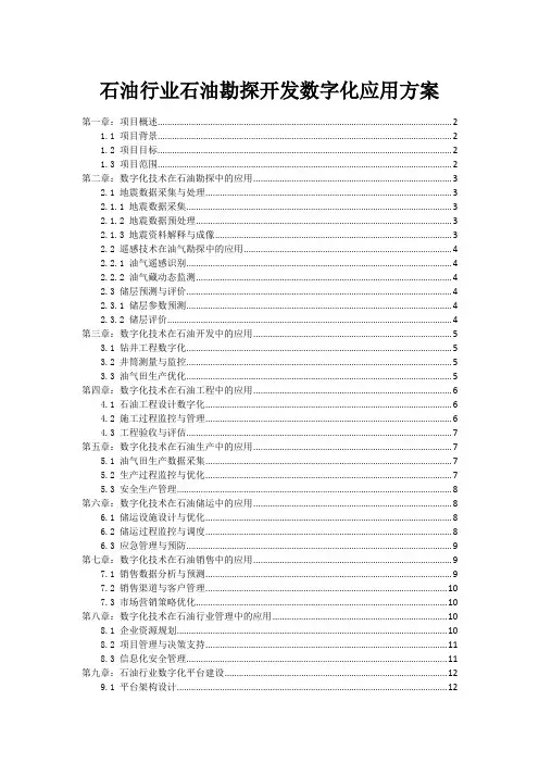 石油行业石油勘探开发数字化应用方案