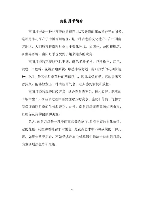 南阳月季简介
