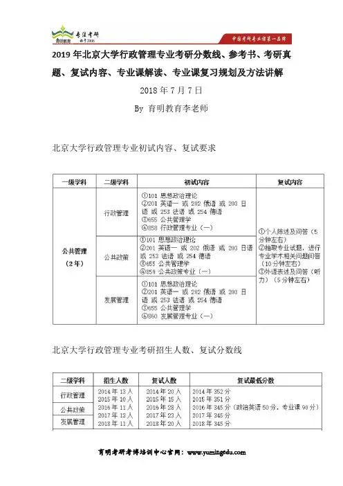 2019年北京大学行政管理专业考研数线、参考书、考研真题、复试内容、专业课解读、专业课复习规划及方法讲解