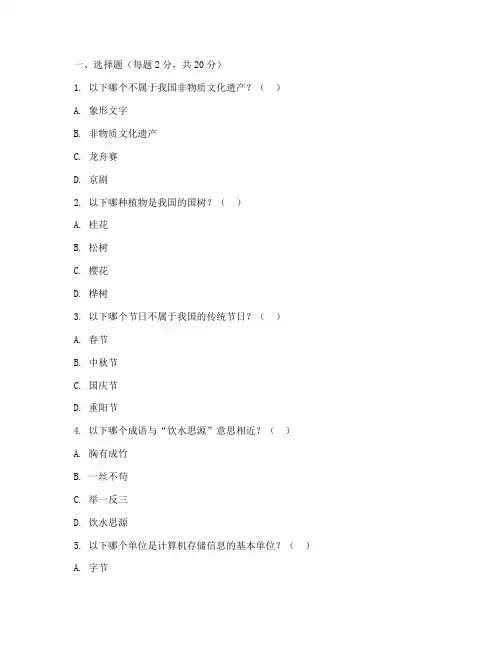 小学六年级综合实践试卷
