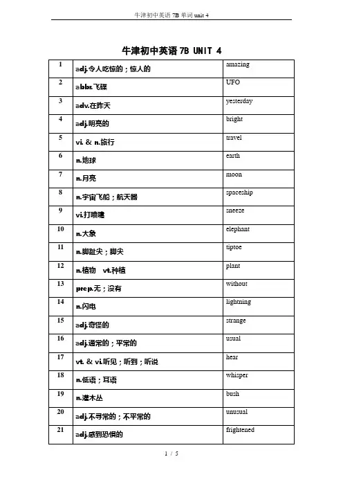 牛津初中英语7B单词unit-4