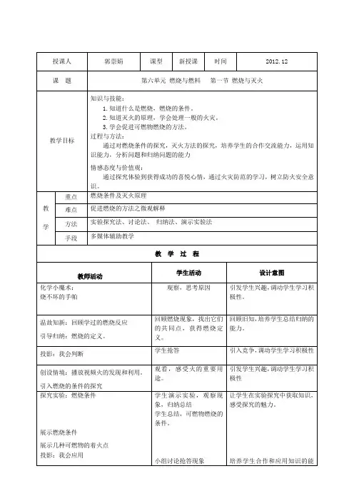 燃烧与燃料教案