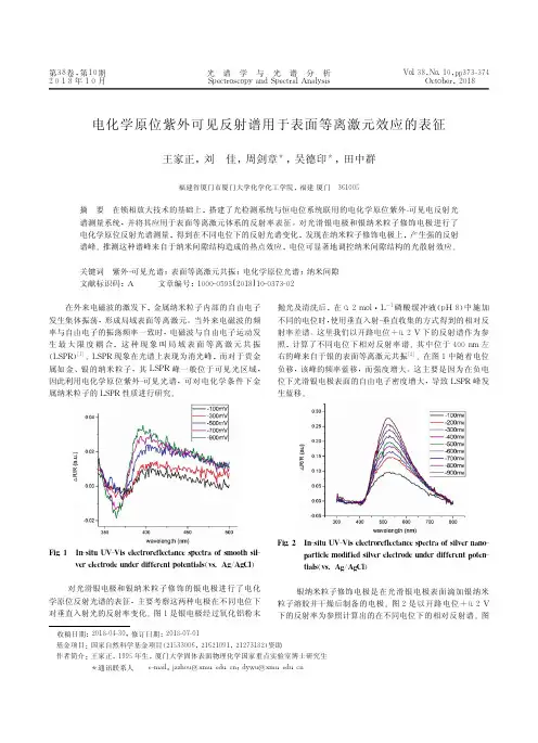 电化学原位紫外可见反射谱用于表面等离激元效应的表征