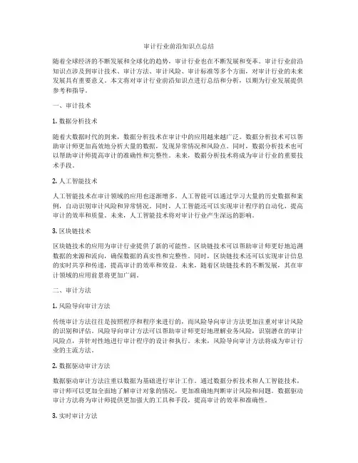 审计行业前沿知识点总结