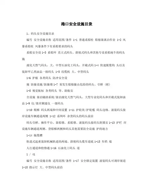 港口安全设施目录