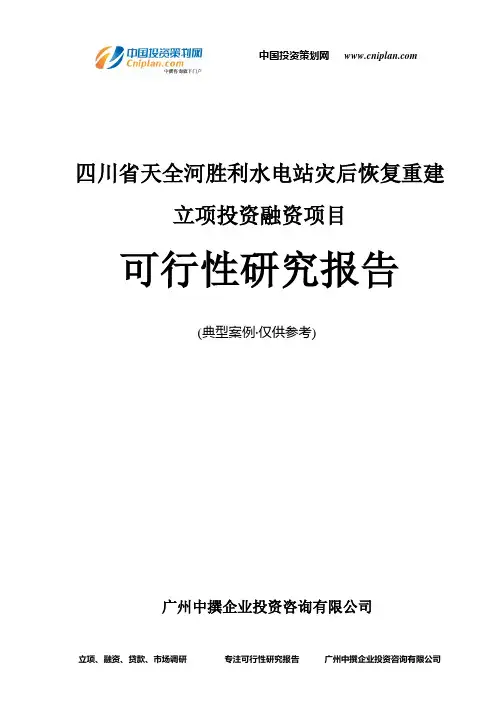 四川省天全河胜利水电站灾后恢复重建融资投资立项项目可行性研究报告(非常详细)