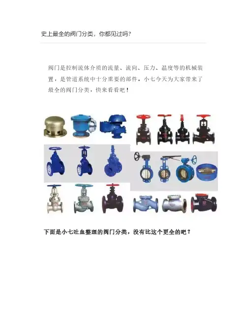 史上最全的阀门分类,你都见过吗？
