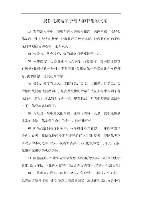 娶你是我这辈子最大的梦想的文案