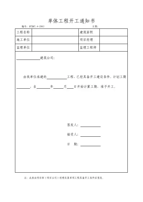 房地产公司项目管理部全套表格