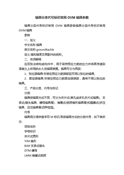 锚具分类代号标识常用OVM锚具参数