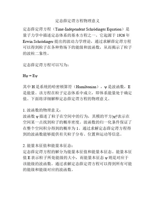 定态薛定谔方程物理意义