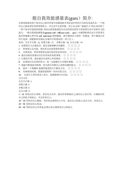 自我效能量表