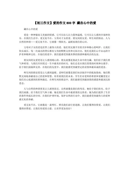 【初三作文】爱的作文800字 藏在心中的爱
