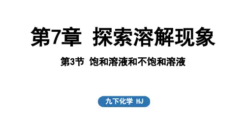 7.3饱和溶液和不饱和溶液课件---2024-2025学年九年级化学沪教版(全国)下册