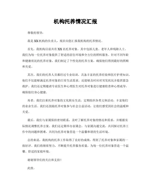 机构托养情况汇报