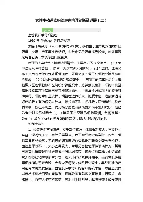 女性生殖道软组织肿瘤病理诊断及进展（二）