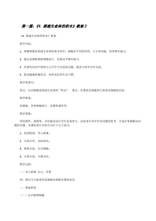 《4.搭建生命体的积木》教案2[修改版]