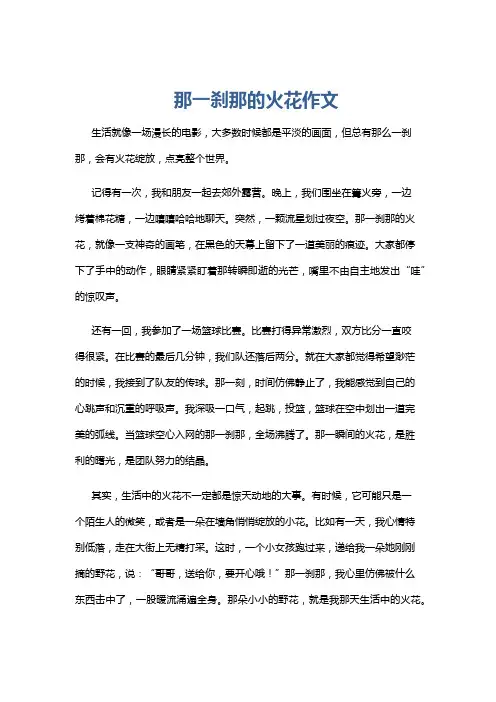 那一刹那的火花作文