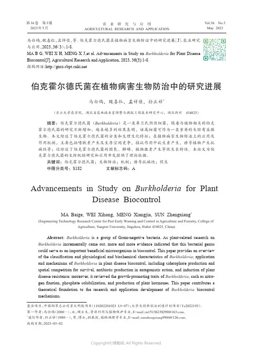 伯克霍尔德氏菌在植物病害生物防治中的研究进展
