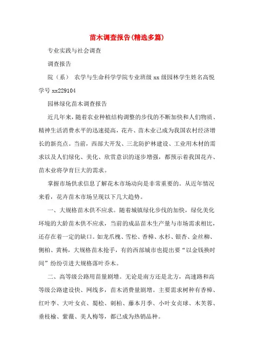 苗木调查报告(多篇)