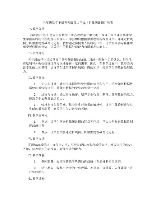 五年级数学下册苏教版第二单元《折线统计图》教案