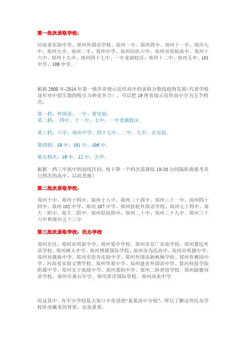 郑州市高中最全名单