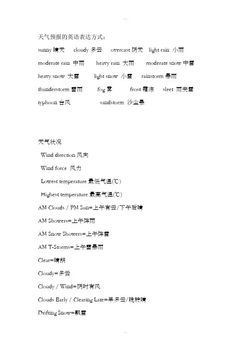 英语中天气的表达