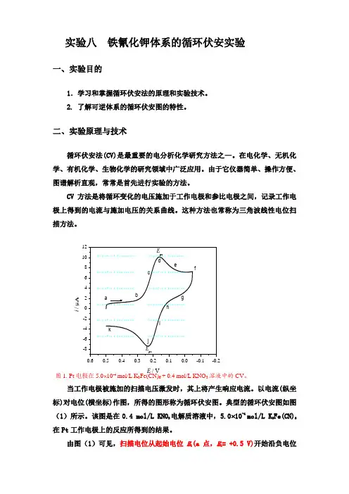 2_实验八铁氰化钾体系的循环伏安实验