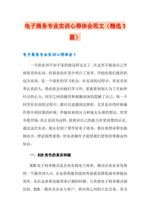 电子商务专业实训心得体会范文(精选3篇)
