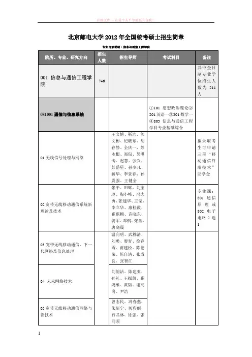 北邮通信和电信方向研究生相关专业及初试内容 (1)