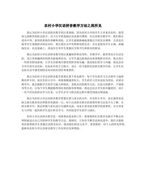 农村小学汉语拼音教学方法之我所见