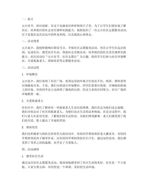 小学生元旦社会实践作业