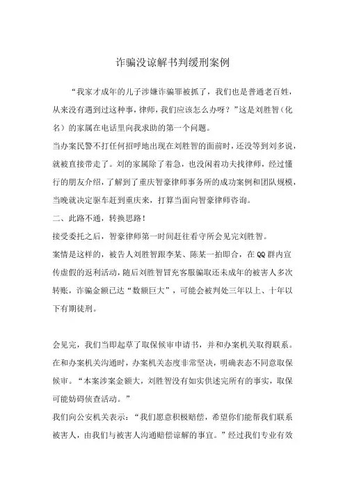 诈骗没谅解书判缓刑案例